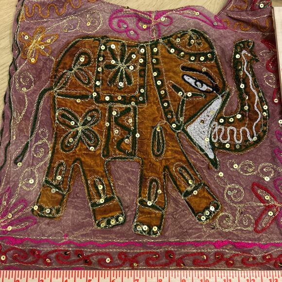 hobo Bag purple Elephant Embroidered Sequins Festival Peasant Goth Purse Hippie - Picture 3 of 7